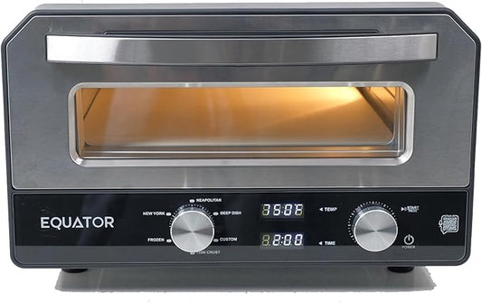 Equator 0.5 cu.ft. Indoor/Outdoor Pizza Oven with Authentic Stone Bake ??Cooks 12-Inch Pizzas, 6 Preset Modes, Custom Settings & Accessories Set for True Pizzeria Flavor at Home