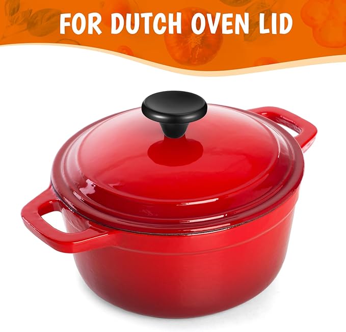 Hotop 4 Sets Dutch Oven Knob Stainless Steel Replacement Knob Pot Lid Handle Compatible with Le Creuset, Aldi, Lodge and Other Enameled Cast-Iron Dutch Oven (Black)