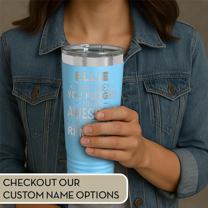 Spotted Dog Company Inspirational Tumbler, Inspirational Gifts for Men Dad Father Wife Sister Women, Birthday For Him Her, You?셱e Awesome Tumbler, Teacher Coworker Gifts 20oz Light Blue