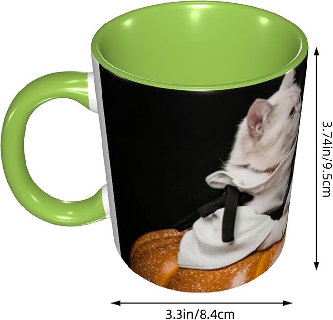 Customizable Mugs and Coffee Cups with Various Creative Designs Customize Your Photos Images Texts Partial or Full-Size Printing (Full-Width, Green)