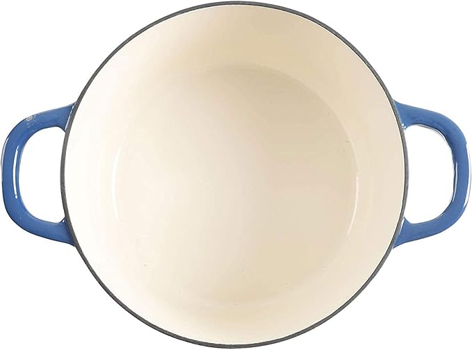 Crock-Pot Artisan 7-Quart Round Enameled Cast Iron Dutch Oven ??Sapphire Blue, Durable Heavy-Duty Cookware for Slow Cooking, Baking, Roasting with Lid