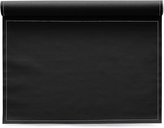 MY DRAP Washable And Reusable Cloth Placemat - 17.7 x 12.6 in (12 Per Roll, Cotton Black)