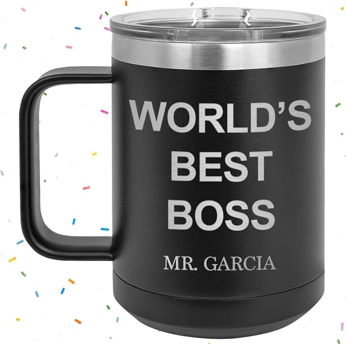 World's Best Boss Mug - 15oz Stainless Steel - Stylish Coffee Cups for Home and Office - Gift for Boss or Manager - Appriciation or Boss's Day