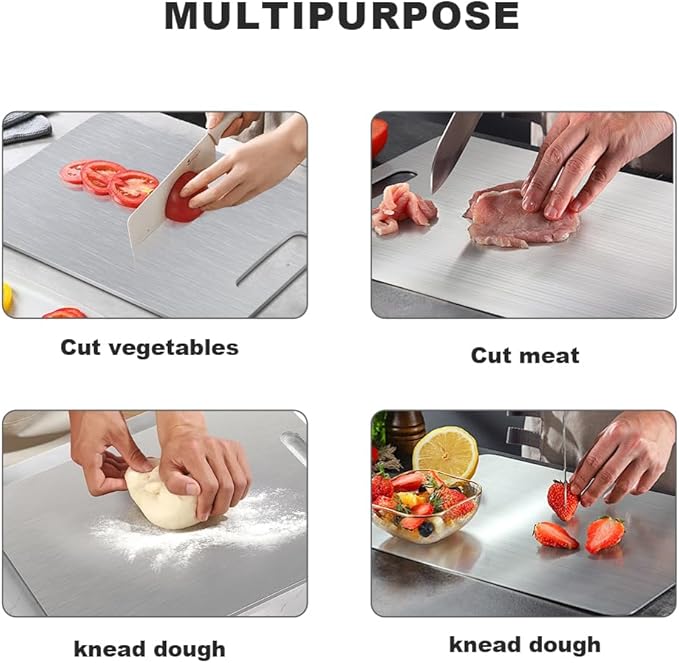 Pure Titanium Cutting Board Food Grade Cutting Board Non-slip surface, lightweight, not easy to deform, suitable for outdoor camping and kitchen use - Dishwasher safe(18"L x 12"W)