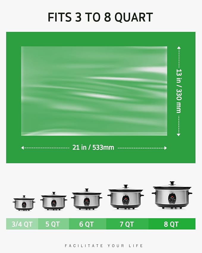 Syntus Slow Cooker Liners, 30 Count Cooking Bags Large Size Disposable Pot Liners Plastic Bags, Fit 3QT to 8QT for Slow Cooker Cooking Trays, 13"x 21", 30 Liners
