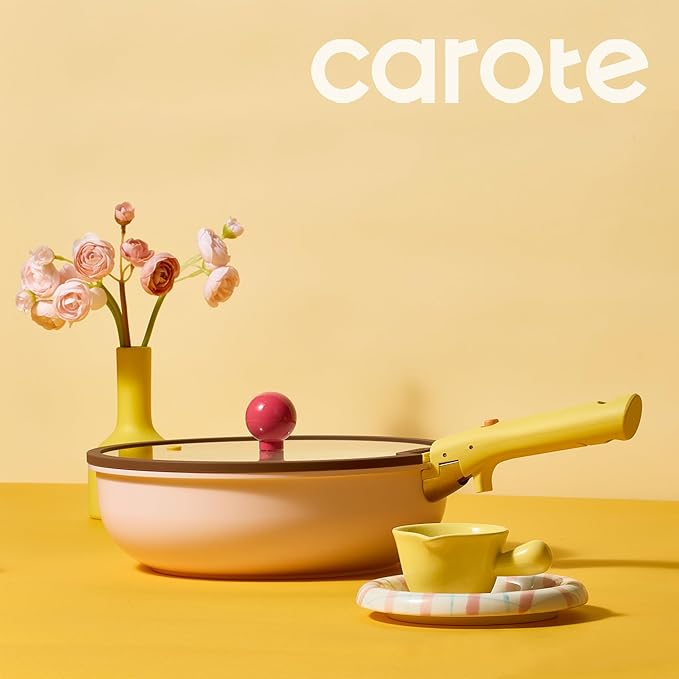 CAROTE 20pcs Ceramic Cookware Set Detachable Handle, Pots and Pans Set Nonstick, Induction Cookware with Removable Handle, RV Dishwasher 竊?Oven Safe, PFOA Free
