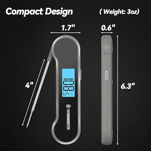 0.5 Sec Instant Read Meat Thermometer Digital with 짹0.5??Precision, Food Thermometer for Cooking Kitchen Gadgets, Oven Grill Candy BBQ Essentials Accessories, Gifts for Him Dad Men Birthday, Grey