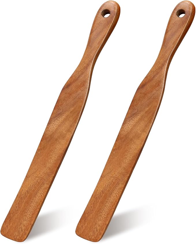 Skinny Wooden Spurtle Set for Sourdough Bread Baking Supplies Teak Wood Spatula for Cooking Utensils Sourdough Starter Kit Stirring Stick Spurtles kitchen Tools Dough Whisk Jar Scraper Spatulas Spoon