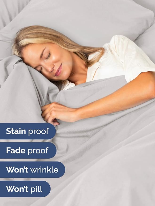 Extra Deep Pocket Split King Sheets - 5 Piece Breathable & Cooling Bed Sheets - Hotel Luxury Bed Sheet Set - Soft, Wrinkle Free & Comfy - Easily Fits Extra Deep Mattresses - French Grey Sheets Set