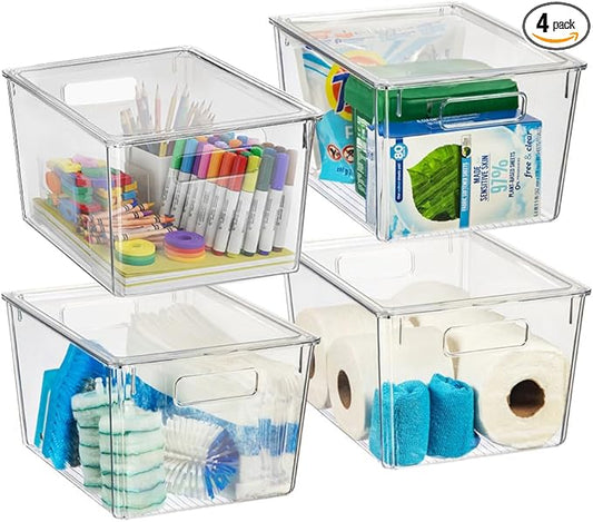 ClearSpace Plastic Storage Bins with Lids X-Large ??Perfect Kitchen Organization, Desk Organizer or Pantry Storage ??Desktop Organizer, Pantry Organization and Storage Bins, Cabinet Organizers