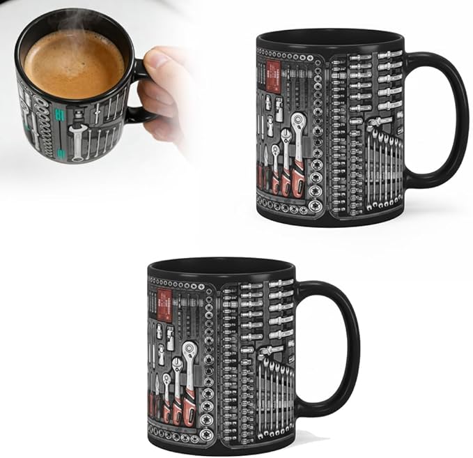 Mechanic Toolbox Mug, 2026 New Unique 3D Mechanic Toolbox Set Coffee Mug, Non-slip Reusable Mug, Suitable as a Gift for Coworkers, Fathers, Renovation Workers (G-2PCS)
