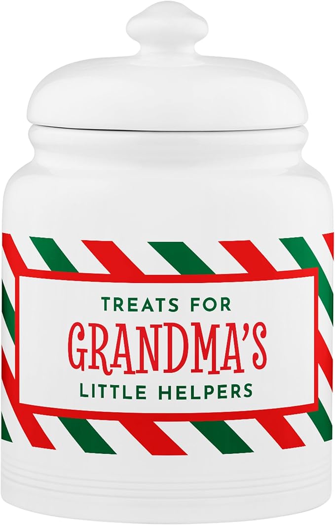 Let's Make Memories Personalized Cookie Jar - For Bakers - Kitchenware - Ceramic - Airtight Lid - Treats for Little Helpers - Christmas Cookie Storage