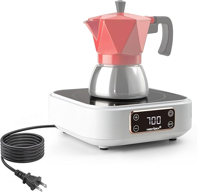 Mini Induction Cooktop 700W, 120V Portable Single Induction Burner ??Compact Electric Hot Plate for Small Kitchens, Travel, RV, Camping ??Quick Heat for Coffee, Tea, Flameless, Easy-Clean