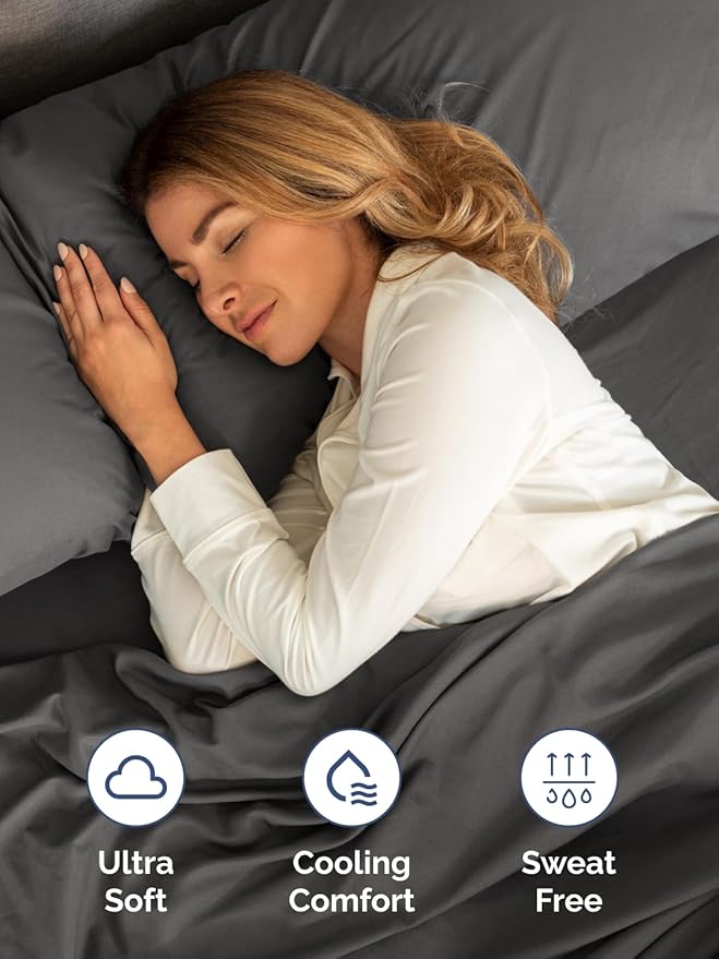 Extra Deep Pocket Cal King Sheets - 4 Piece Breathable & Cooling Bed Sheets - Hotel Luxury Bed Sheet Set - Soft, Wrinkle Free & Comfy - Easily Fits Extra Deep Mattresses - Deep Pocket Charcoal Sheets