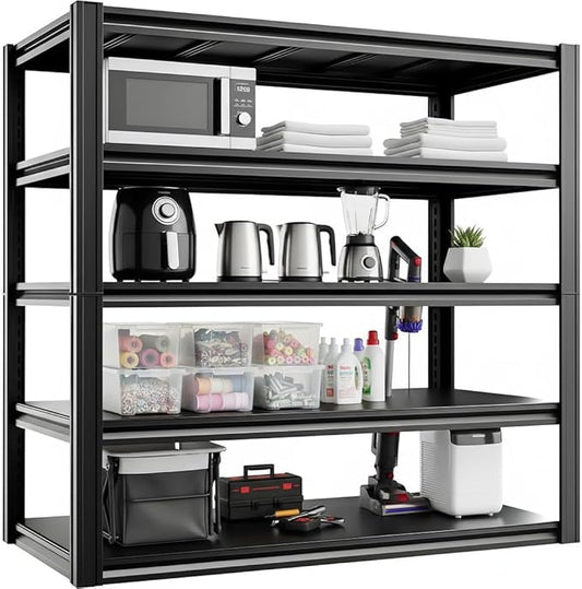 Storage Shelving Unit Heavy Duty Garage Shelves Metal Organizer Utility Rack for Kitchen Pantry Basement Pantry Warehouse Laundry Black 83" H x 55" W x 23.2" D 3000LBS 5-Tier