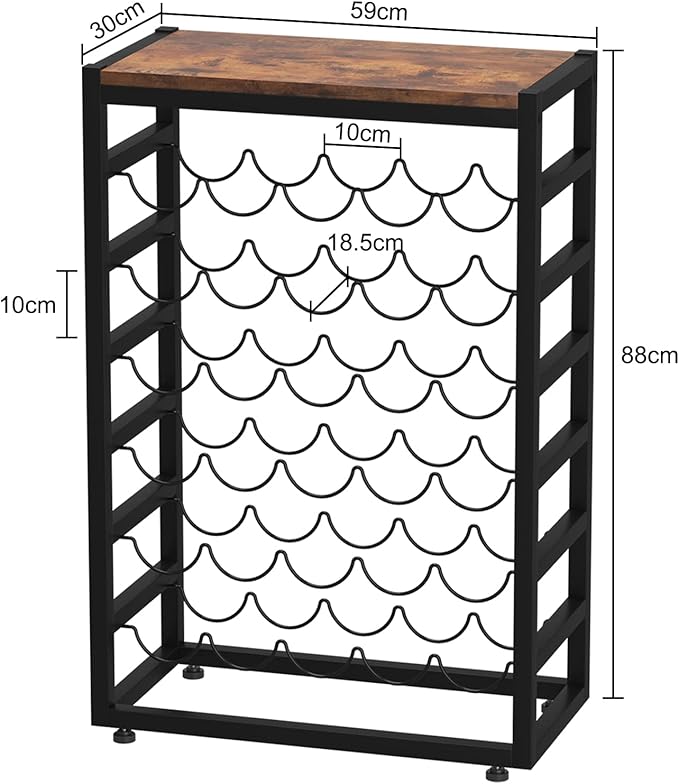 Dripex 30 Bottles Wine Rack Free Standing Floor, 6-Tier Display Wine Storage Shelves with Wooden Table Top, Sturdy Metal Bottle Holder for Kitchen Bar Pantry 23.2''L x 11.8''W x 34.7''H