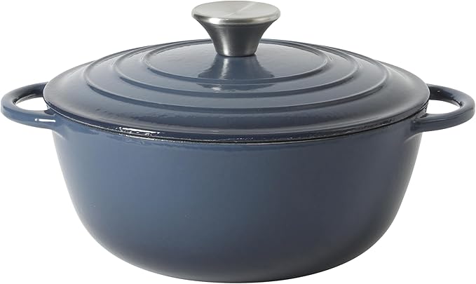 Gibson Home Addlestone 2.65 Qt Enameled Cast Iron Dutch Oven Pot with Lid ??Round, Oven Safe to 500째F, Ideal for Bread Baking & Stews - Gradient Navy Blue