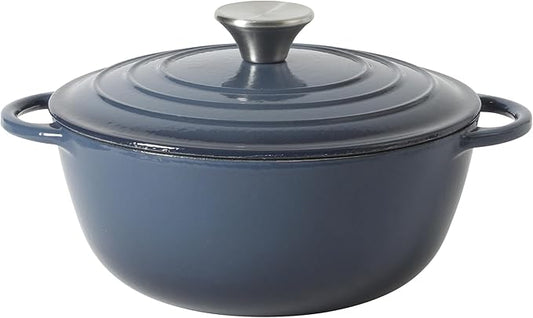 Gibson Home Addlestone 2.65 Qt Enameled Cast Iron Dutch Oven Pot with Lid ??Round, Oven Safe to 500째F, Ideal for Bread Baking & Stews - Gradient Navy Blue