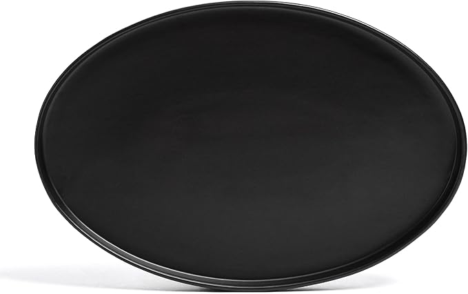 Over&Back Stackable Stoneware Serving Platter - Elegant 1-Piece Oval Serving Platter to Complete Your Kitchen Set - Perfect for Appetizers, Desserts, and More - 16" L x 11" W - Semi-Matte Black