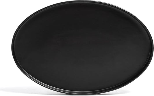 Over&Back Stackable Stoneware Serving Platter - Elegant 1-Piece Oval Serving Platter to Complete Your Kitchen Set - Perfect for Appetizers, Desserts, and More - 16" L x 11" W - Semi-Matte Black