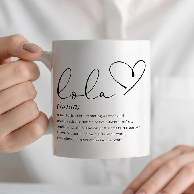 Lola Grandma Mug, Lola Gifts for Grandma Coffee Cup Ceramic, Grandmother Gifts from Grandkids for Birthday Christmas Ceramic Coffee Tea Mug 11 oz