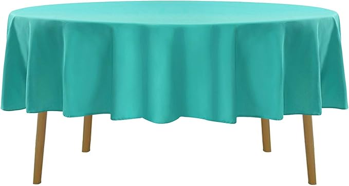 Cupuamon 90 inch Round Tablecloth Washable Polyester Table Cloth Decorative Table Cover for Wedding Party Dining Banquet（90 inch,Turquoise）…