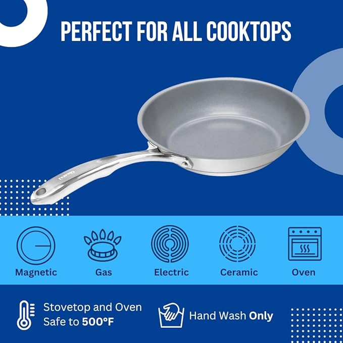 Chantal Induction 21 Steel 2-pc NonStick Fry Pan; includes 8 inch and 10 inch Fry Pans, Ceramic Non Stick