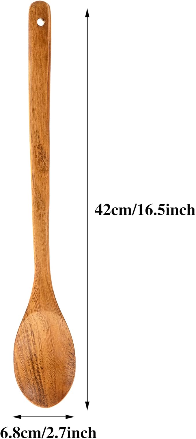 Wooden Mixing Spoon, 16.5 Inch Long Handled Wooden Spoons for Cooking And Stirring