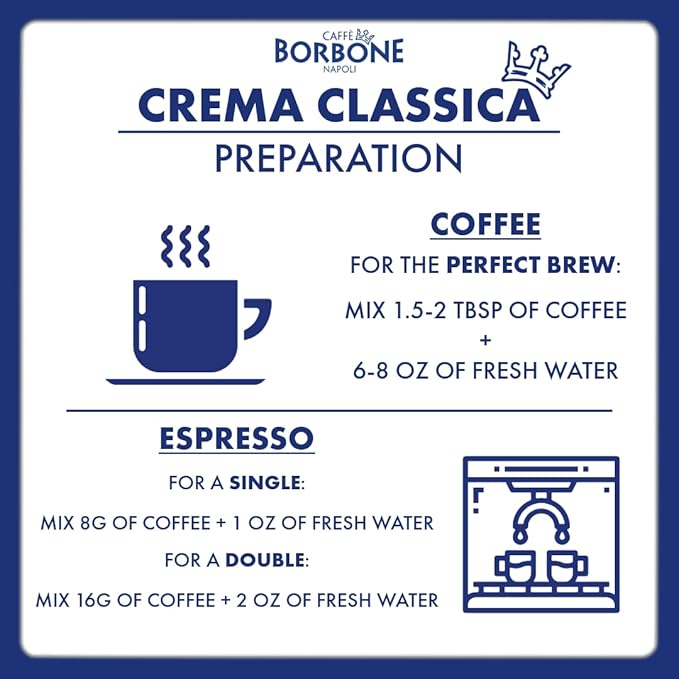 Caff챔 Borbone Whole Bean Coffee, Medium Roast Arabica and Robusta Blend, Crema Classica, Full-Bodied and Balanced Italian Coffee, 2.2 lb Bag