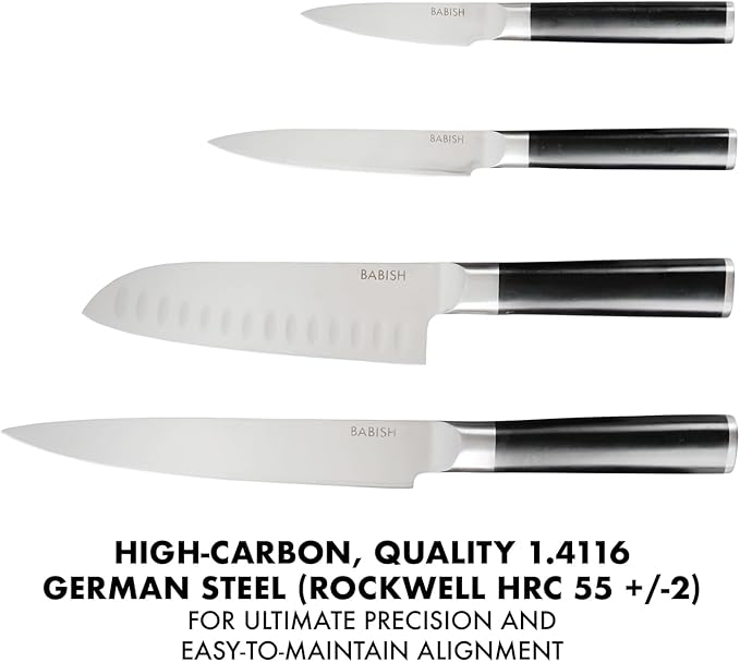 Babish 14-Piece Full Tang Forged Kitchen Knife Set ??High-Carbon 1.4116 German Steel Cutlery with Protective Sheaths ??Professional Chef Knife Set