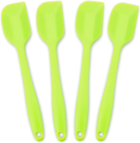 Silicone Spatula 4-piece Set, Heat-Resistant Non-stick Rubber Spatulas with Stainless Steel Core, Green