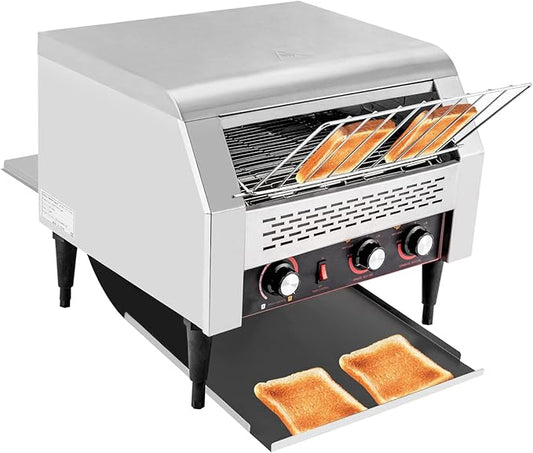 Heavy Duty Conveyor Toaster Oven Electric Bread Oven Industrial Toaster Commercial for Bun Bagel Bread Baked Food with 7 Speed and Front/Back Output Modes (450Slices/H)
