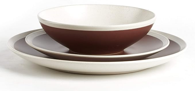 Rock Ridge Speckled Stoneware Dinnerware Set (18pc Set, Brown and Ivory)
