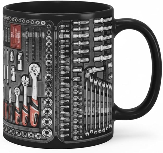 Mechanic Toolbox Mug, 2026 New Unique 3D Mechanic Toolbox Set Coffee Mug, Non-slip Reusable Mug, Suitable as a Gift for Coworkers, Fathers, Renovation Workers (G)