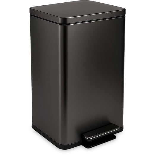 SIMPLI-Magic 13.2 Gallon (50L) Step Trash Can ??Kitchen Garbage Can with Slow-Close Lid ??Odor Control, Hands-Free, Easy to Clean, Brushed Stainless Steel