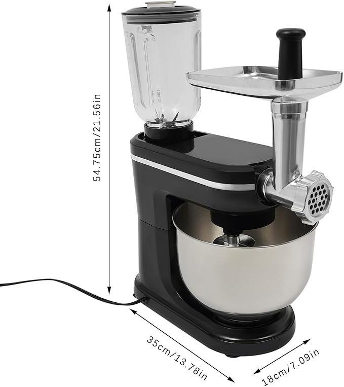 3 In 1 Stand Mixer 700W 120V Electric Mixer Multifunctional Mixer with 6L Mixing Bowl & 1.5L Juice Container Stainless Steel Kitchen Mixer for Kitchens, Restaurants, Bakeries (Black)