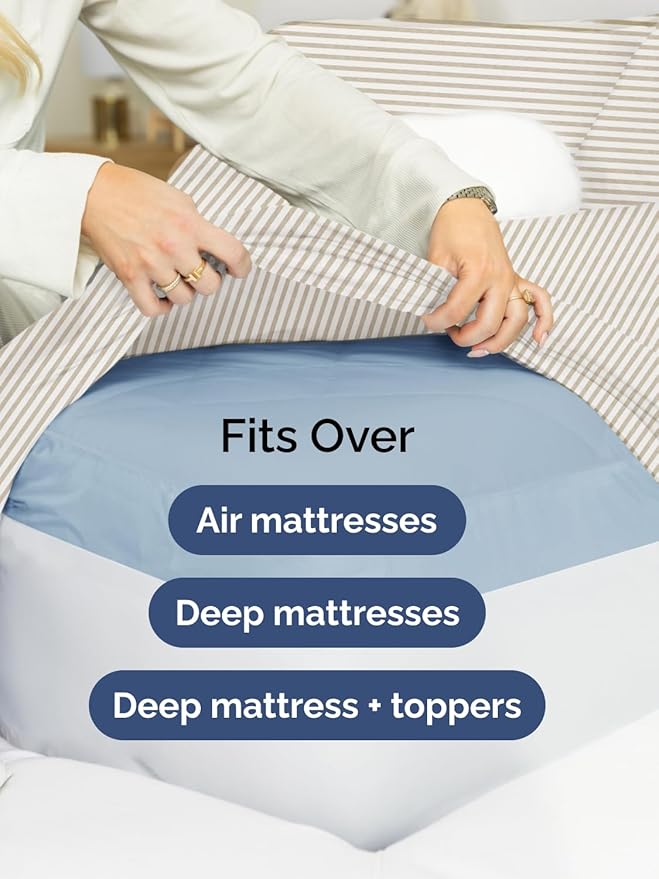 Extra Deep Pocket King Sheets - 4 Piece Breathable & Cooling Bed Sheets - Hotel Luxury Bed Sheet Set - Soft, Wrinkle Free & Comfy - Easily Fits Extra Deep Mattresses - Deep Pocket Beige Striped Sheets