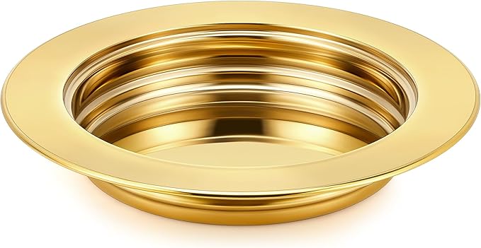 Zhehao 1 Pcs Communion Plates for Church Communion Bread Tray Plate Church Supplies Set Polished Stainless Steel Tray (Gold)