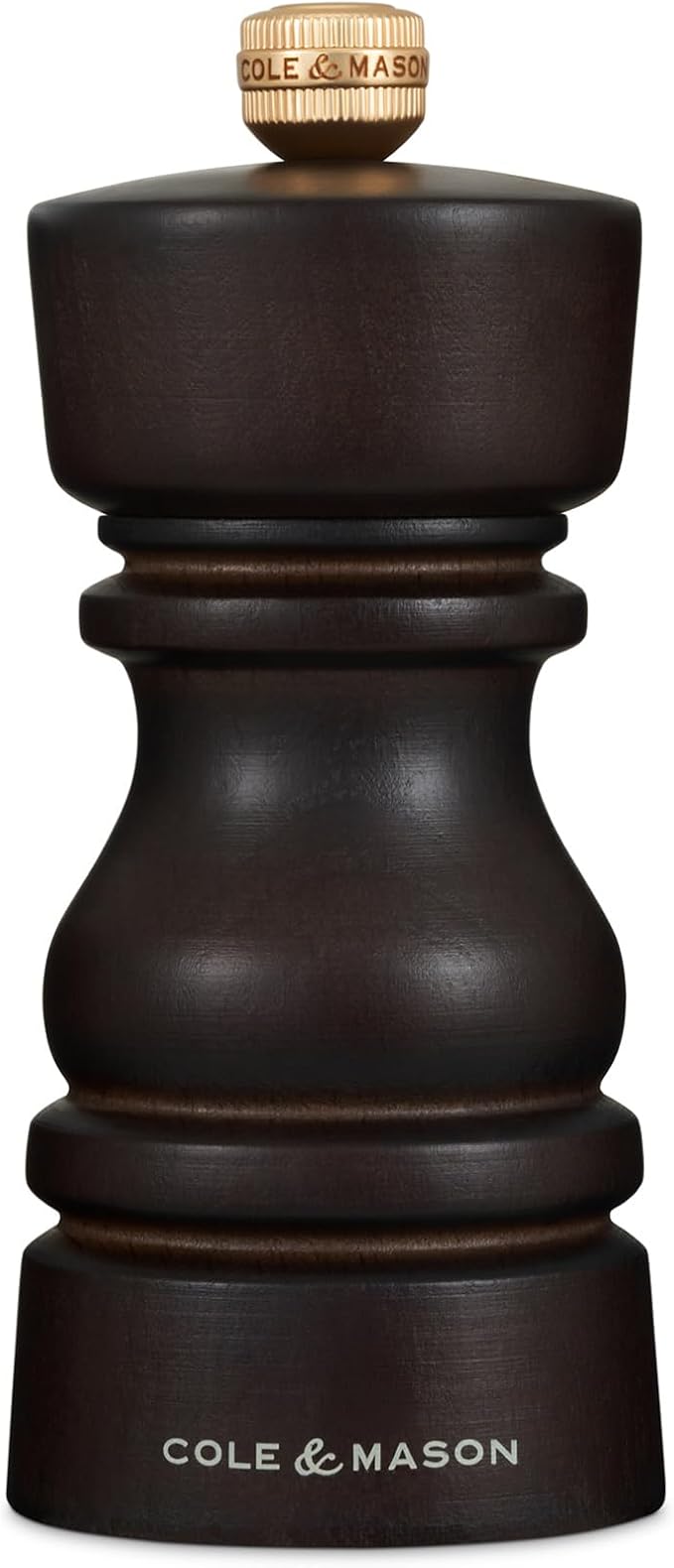 Cole & Mason London Refillable Spice Mill - Kitchen & Home Accessory - Table Salt Grinder - Salt Mill with Ceramic Mechanism - 5", Chocolate Wood