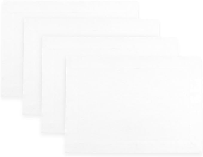 D'Moksha Homes Linen White Placemats Set of 4-100% Pure Linen Placemats 14 x 19 Inch for Valentines, Spring, Easter - Handcrafted and Machine Washable