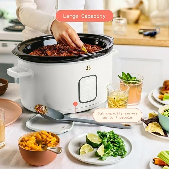 Beautiful 6?‘Quart Programmable Slow Cooker with 5 Presets, Keep?‘Warm, Touch Display & Dishwasher?‘Safe Pot