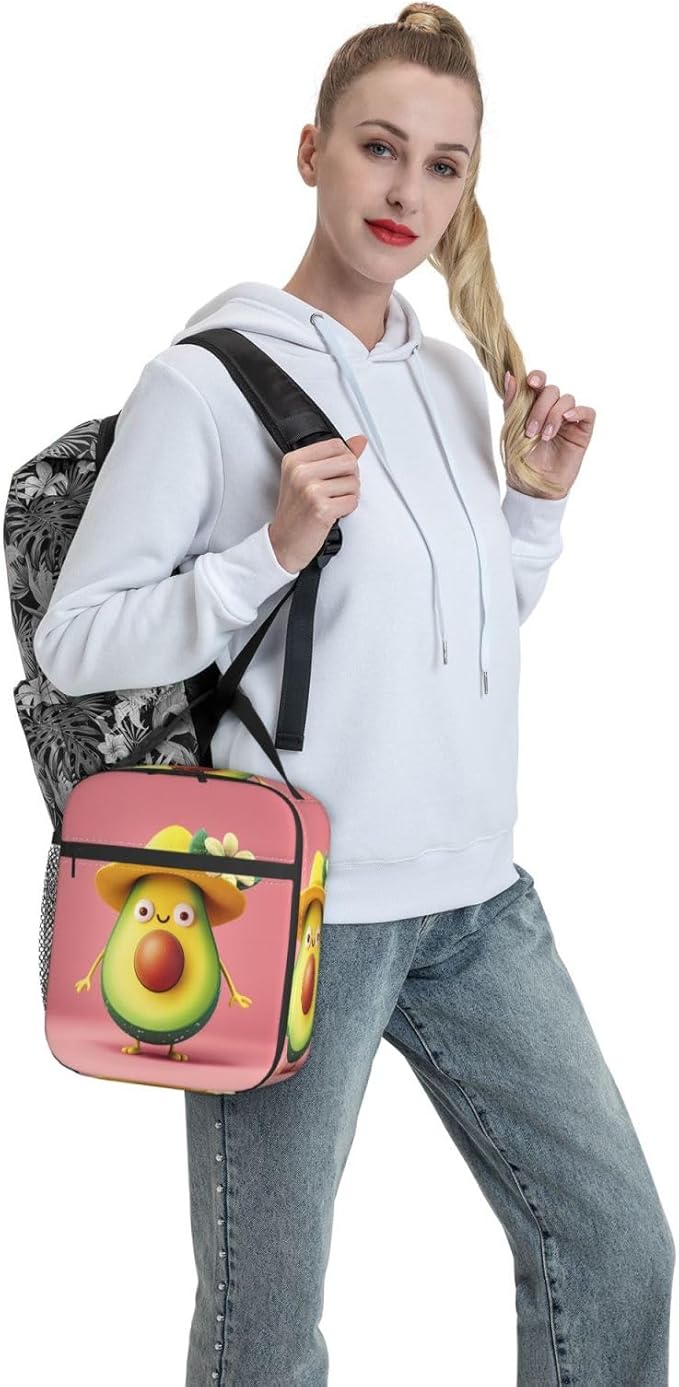 VANZEV Insulated Lunch Box for Women Men, Avocado Theme Lunch Box Reusable Portable Lunch Bag Cooler Tote Waterproof Lunch Container for Office Picnic Work Travel