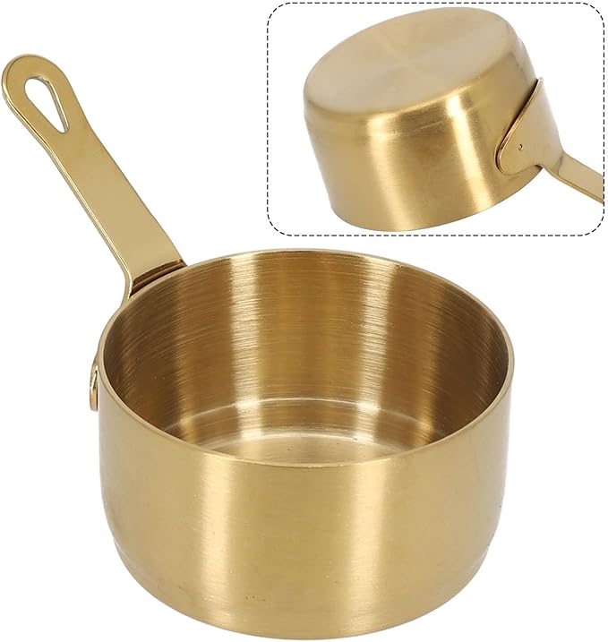 Mini Sauce Pan, Stainless Steel Sauce Pan Chocolate Melting Pot Vinegar Dipping Bowls Barbecue Sauce Bowl Mini Butter Coffee Milk Warmer Pot for Coffee Tea Soup Warming 2PCS (80ML)