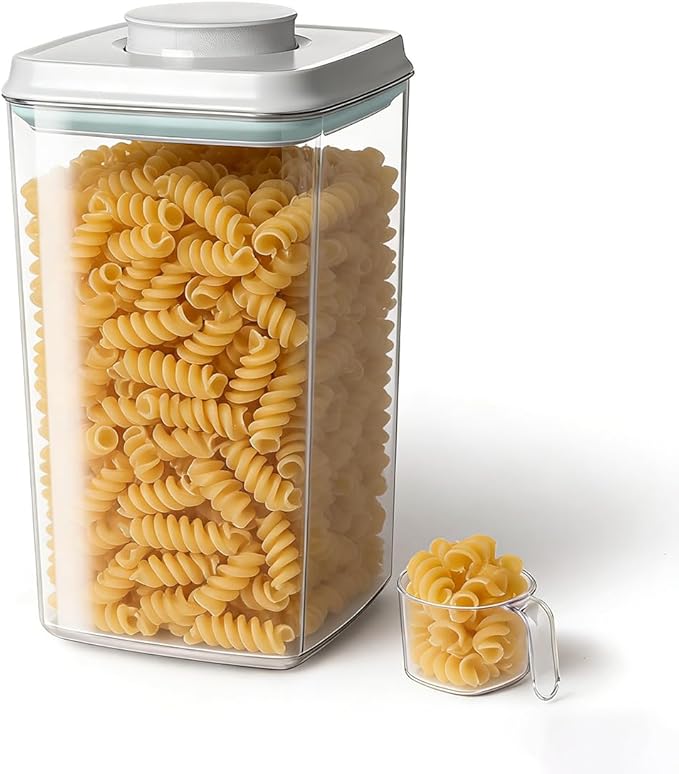 Airtight Food Storage Container with One-Touch Lid, 4.22 QT / 4.0 L Stackable Durable BPA-Free PET for Flour, Sugar, Cereal & Kitchen Pantry Organization.