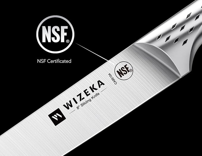 WIZEKA Turkey Carving Knife Set 2-Piece, 8-inch Carving Knife and Fork Set, Ultra-Sharp German Stainless Steel Kitchen Knife for Meat, BBQ, Carving Set with Gift Box, Jaguar Series
