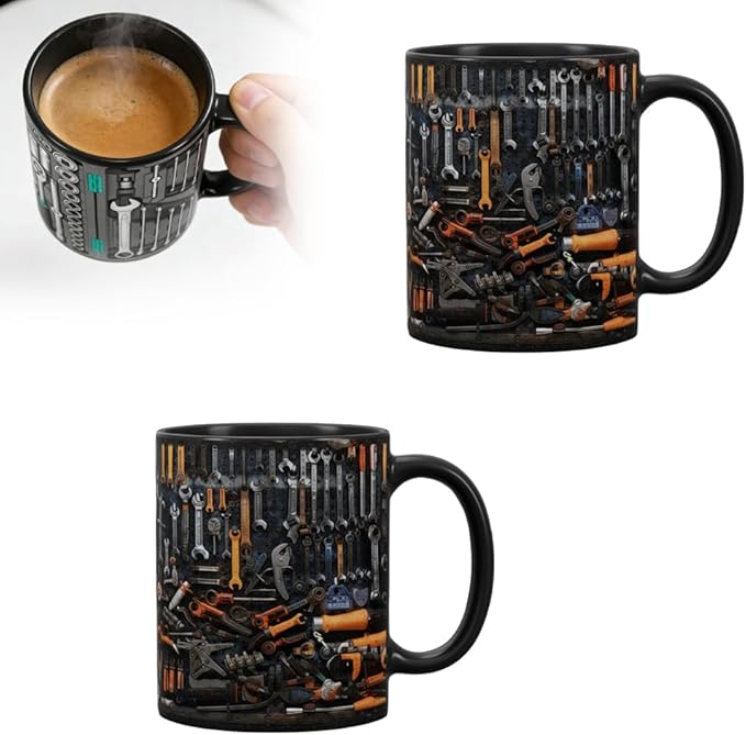 Mechanic Toolbox Mug, 2026 New Unique 3D Mechanic Toolbox Set Coffee Mug, Non-slip Reusable Mug, Suitable as a Gift for Coworkers, Fathers, Renovation Workers (E-2PCS)