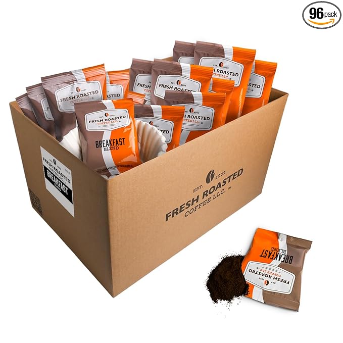 Fresh Roasted Coffee, Breakfast Blend, Kosher, Pre-Ground Fractional Packs, 2.25 Ounce, 96 Count