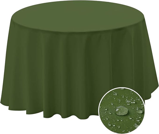 BYDOLL Table Cloth 60 Inch Round Tablecloth Fits Max50 Inch Diameter Table Top,Green Polyester Washable Wrinkle-Free Spillproof Tablecloth for Party Patio Cover