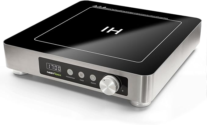 Commercial Portable Induction Cooktop, NESTIQEX Professional Heavy Duty Induction Single Burner Hot Plate w/ 11.8-inch Larger Coil, 1700W/120V Powerful Electric Burners for Restaurant, Kitchen, Hotel
