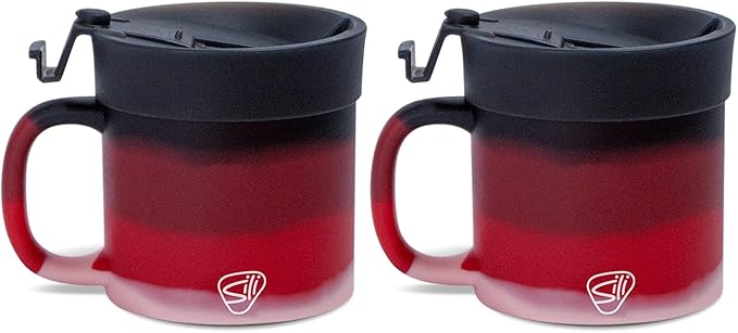 Silipint 16oz Silicone Coffee Mug Tumbler with Flip Lid ??Unbreakable Dishwasher Safe Microwave Oven & Freezer Compatible ??Non-Toxic Reusable Cup for Coffee Tea or Cold Drinks, Volcano - Pack of 2